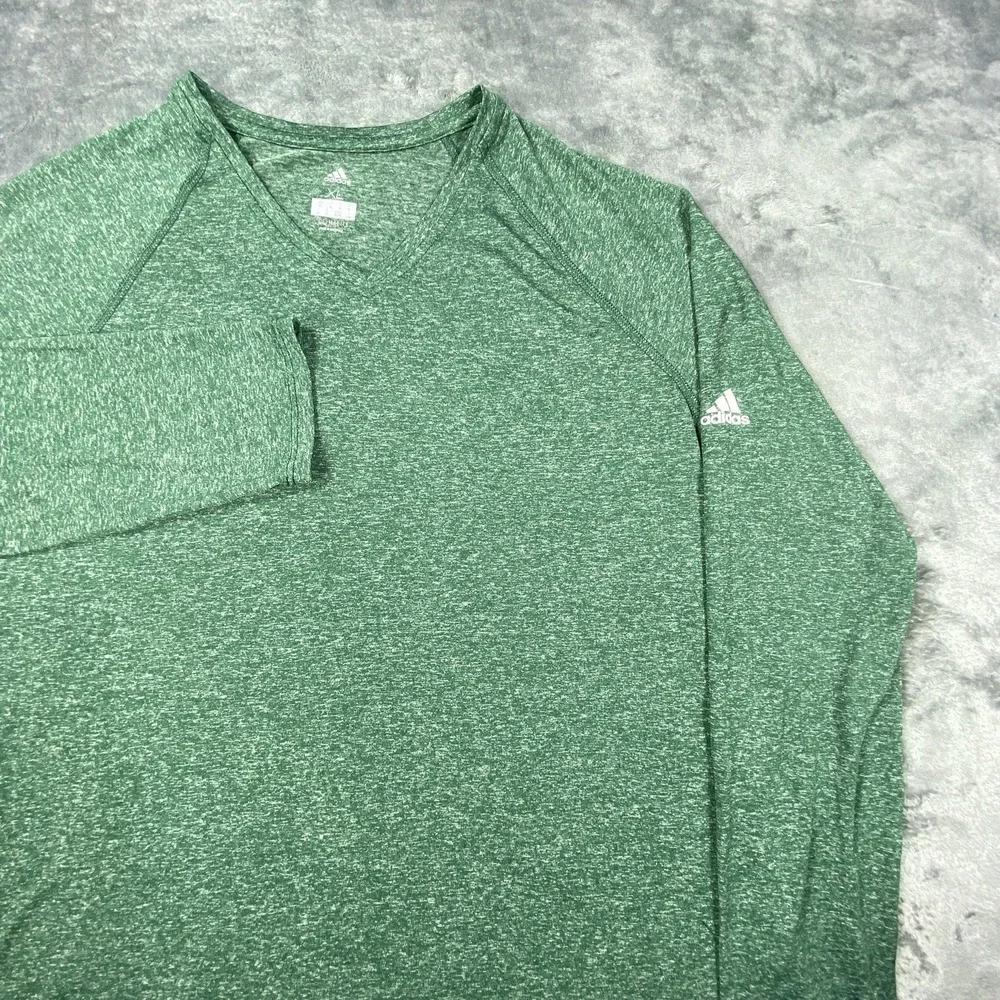 Adidas Shirt Mens XL Green Long Sleeve Climalite Compression Base Layer Top